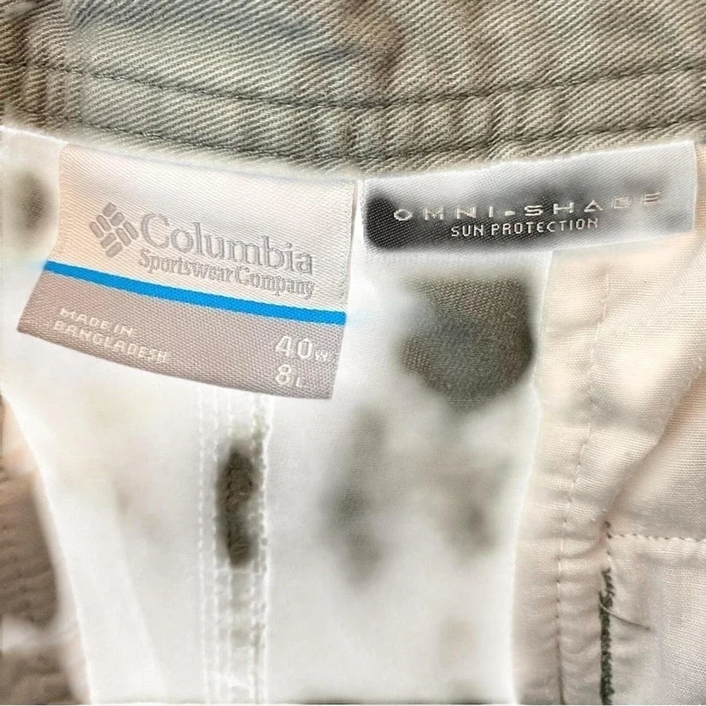 Columbia Sports Sun Protection Safari Green Color 6 Pockets Denim Shorts 40